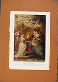 Original Old Antique Print German Art Der Jldefonfo Ultar Mittelbild