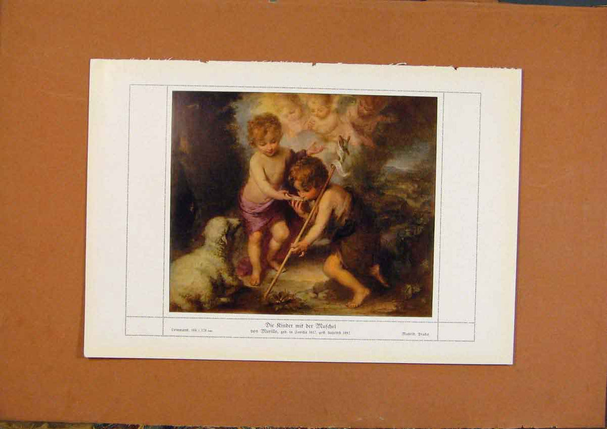 Original Old Antique Print German Art De Heilige Untonius C1902 Colo 20th