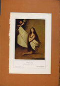 Original Old Antique Print German Art Die Heilige Ugnes Color Fine Art