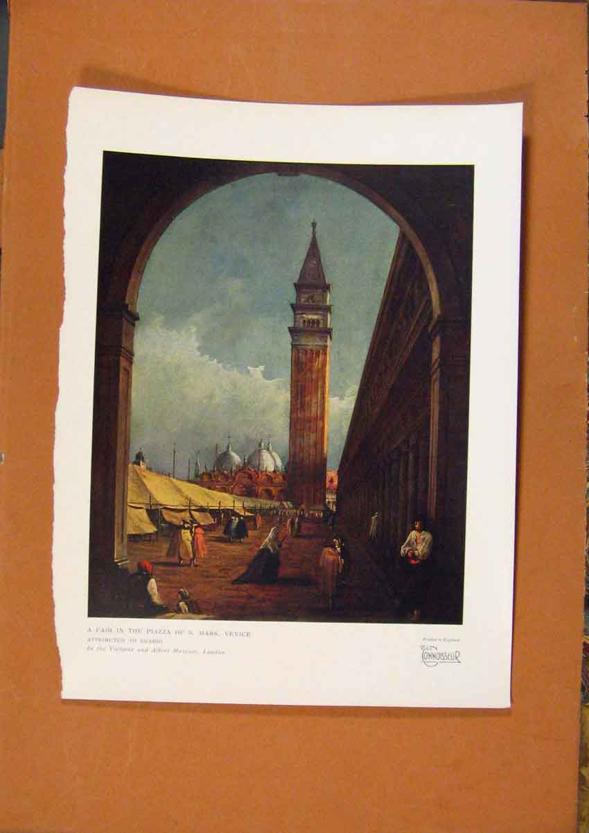 Original Old Antique Print The Connoisseur Fair In The Piazza Os S Mark Venice