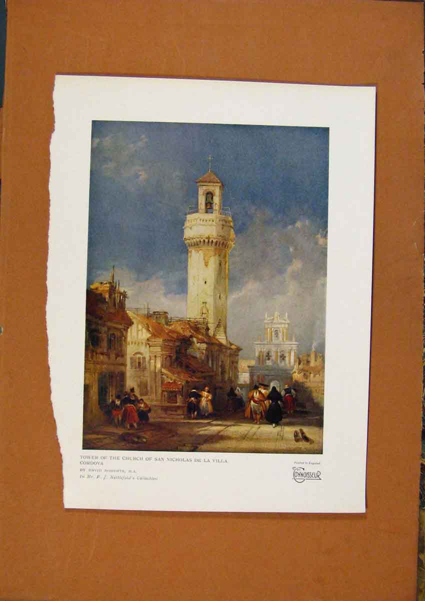 Original Old Antique Print The Connoisseur Tower Church San Nicholas De La