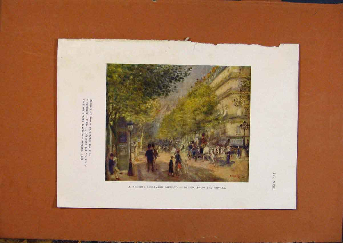 Original Old Vintage Print C1880-1924 Boulevard Parigino Color Art Victorian