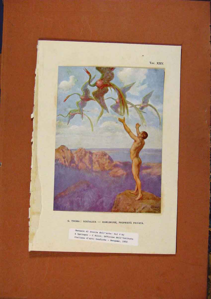 Original Old Vintage Print C1880-1924 Nostalgia By G Thoma Art 19th