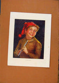 Original Old Vintage Print C1880-1924 Merry Piper Color Fine Art 19th