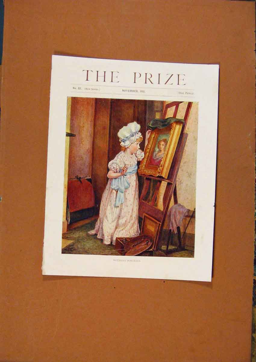 Original Old Vintage Print C1880-1924 The Prize Mothers Portrait 19th
