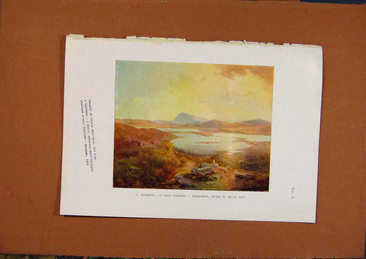 Original Old Vintage Print C1880-1924 By Rotmann Il Lago Copaide 19th