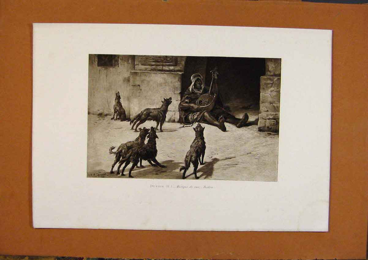 Original Old Antique Print Salon 1888 Dupain Musique De Rue Biskra Fine Art 19th