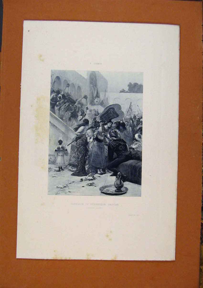 Original Old Antique Print Salon 1888 F Cormon Marriage Bedreddin Hasan Art 19th