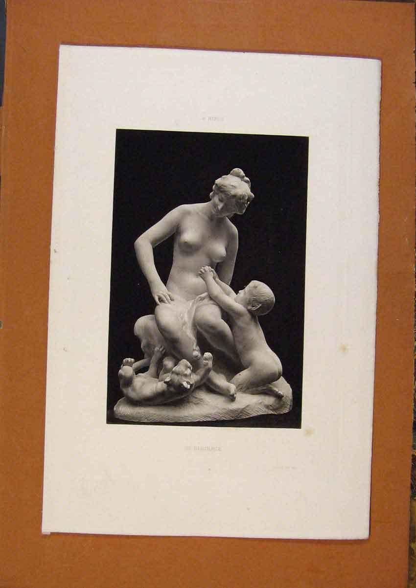Original Old Antique Print Salon 1888 A Mercie In Disgrace Statue Fine Art 19th
