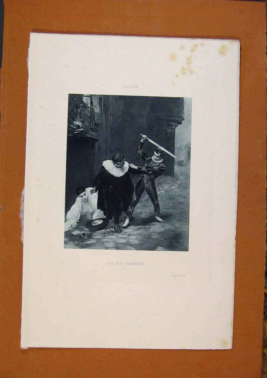 Original Old Antique Print Salon 1888 A Vollon All For Columbine Fine Art 19th