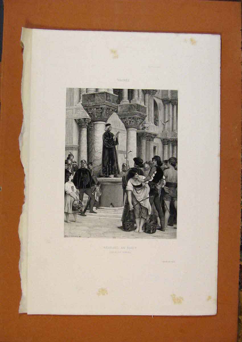 Original Old Antique Print Salon 1888 Reading An Edict Venice Wagrez Fine Art