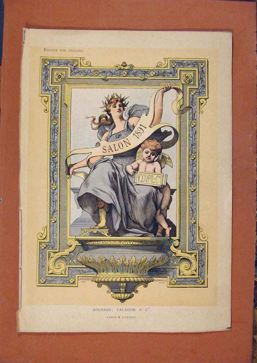 Original Old Antique Print Salon 1891 Edition For England Fine Art Victorian
