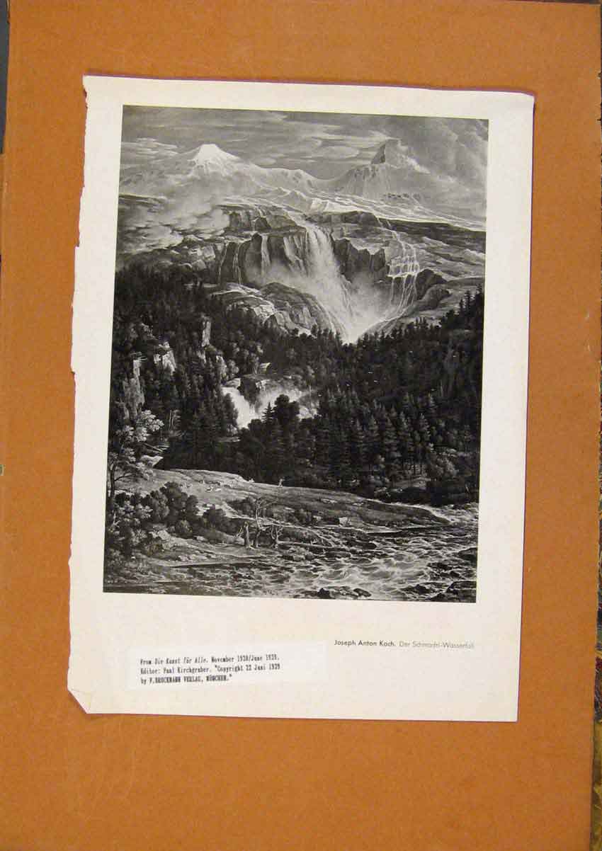 Original Old Antique Print Connoisseur 1902-1909 Joseph Kock Schmadri Wasserfall