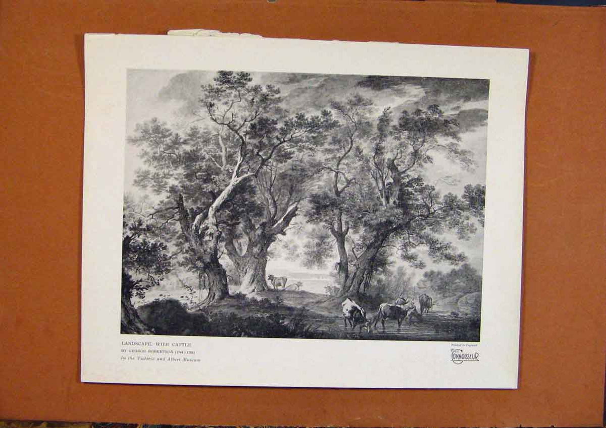 Original Old Antique Print Connoisseur 1902-1909 Landscape With Castle Robertson