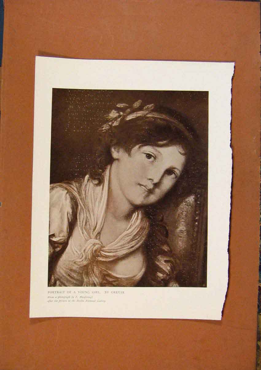 Original Old Antique Print Connoisseur 1902-1909 Portrait A Young Girl Greuze