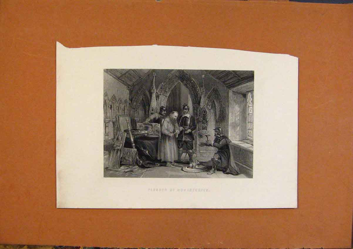Original Old Antique Print C1880 Plunder Monasteries Fine Art 19th