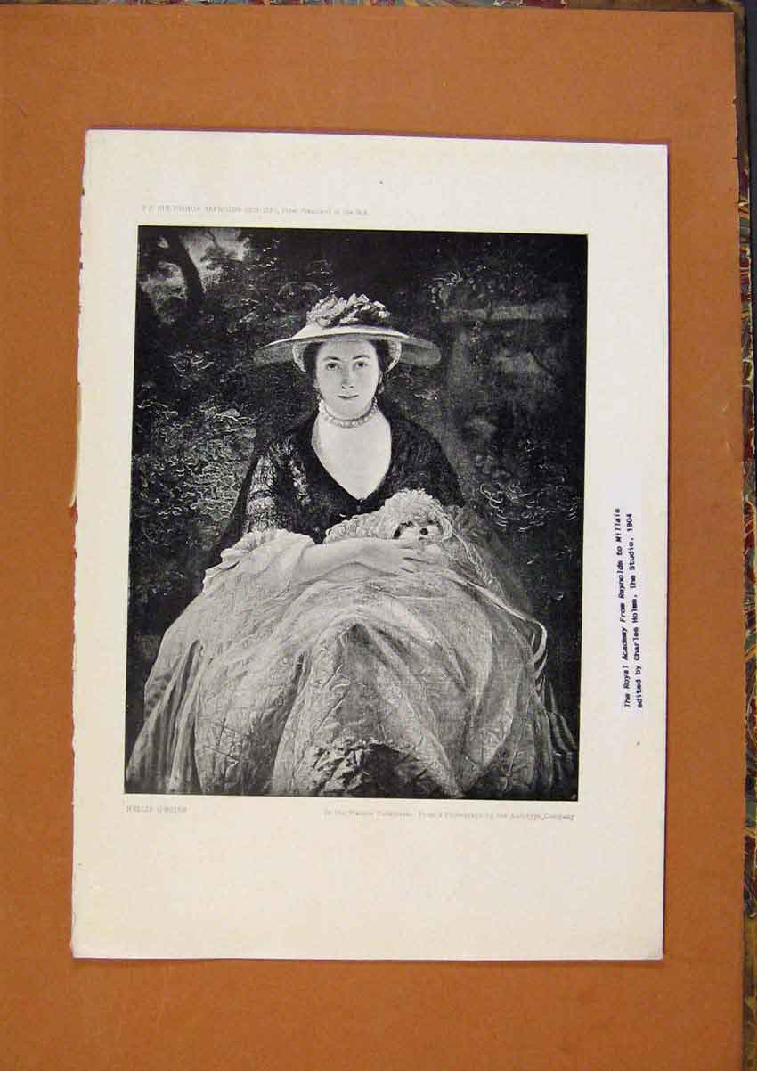 Original Old Antique Print C1880 Nellie Obrien Portrait J Reyns 19th