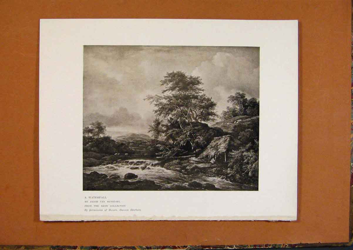 Original Old Antique Print Connoisseur 1902-1909 Waterfall By Jacob Van Ruysdael