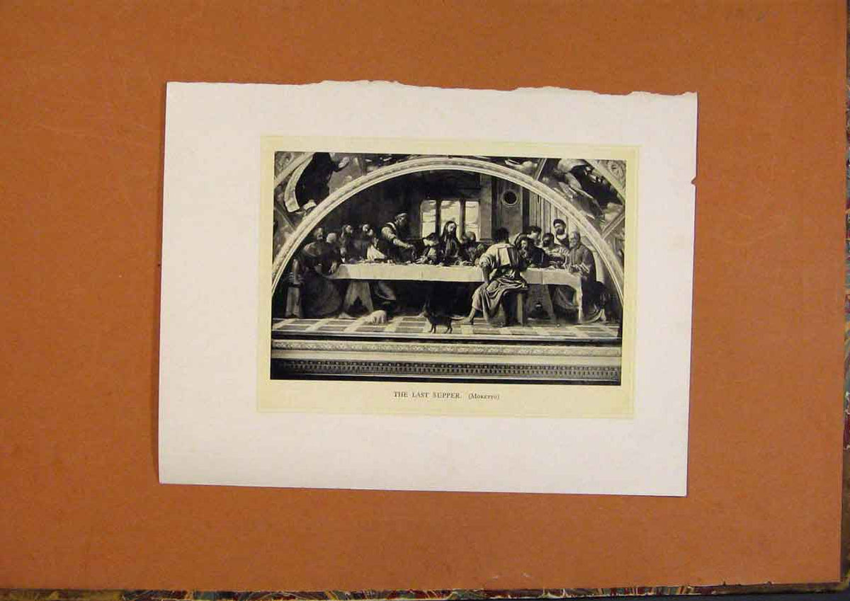Original Old Antique Print C1880 The Last Supper Religious Fine Art Victorian