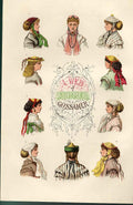 Original Old Antique Print Web Summer Gossip 1866 Parisian Hats Nature In Art