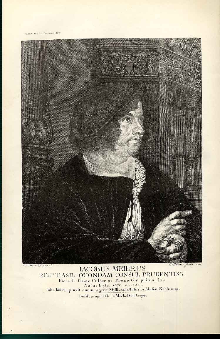 Original Old Antique Print Jakob Meier From Nature In Art 1866 After Holbein