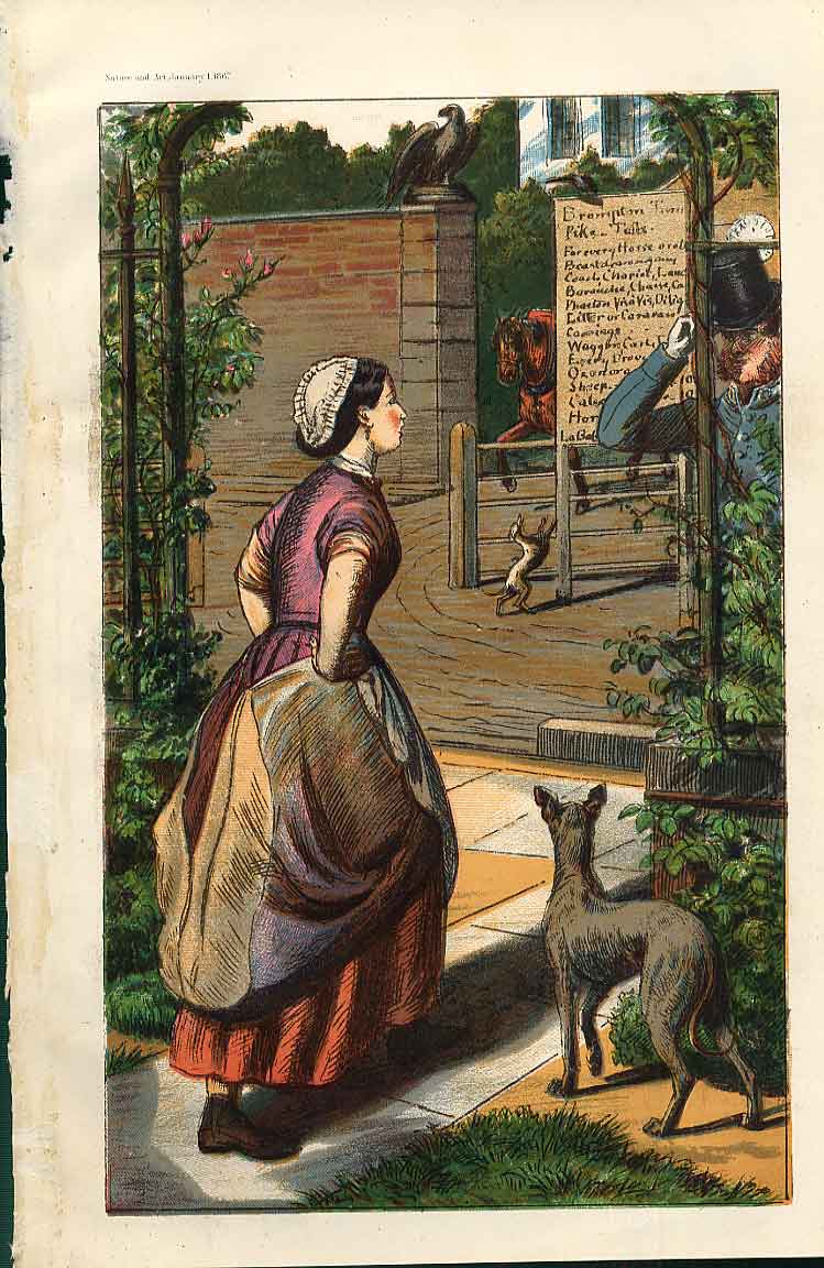 Original Old Antique Print Mary O'Gorman From Nature In Art 1866 19th