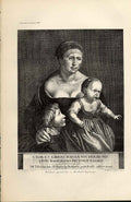 Original Old Antique Print Wife Children Johann Holbein From Nature In Art 1866