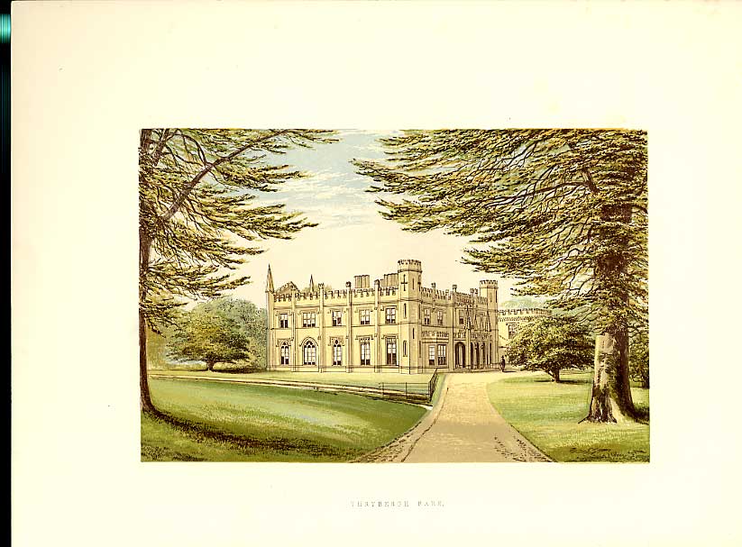 Original Old Antique Print Thrybergh Park Rotherham Yorks Home Fullerton 1880