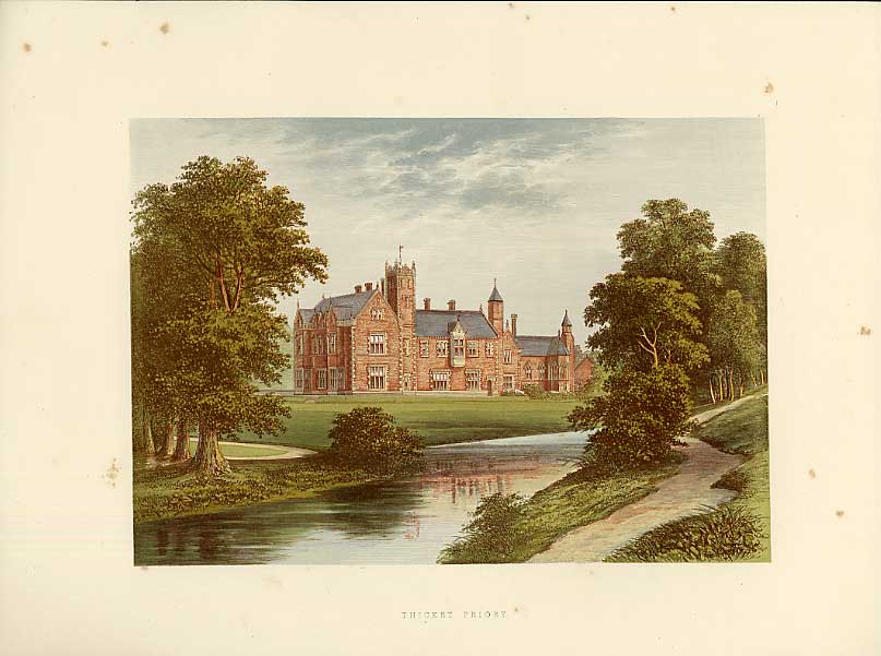 Original Old Antique Print Thicket Priory York Home Dunnington Jefferson 1880