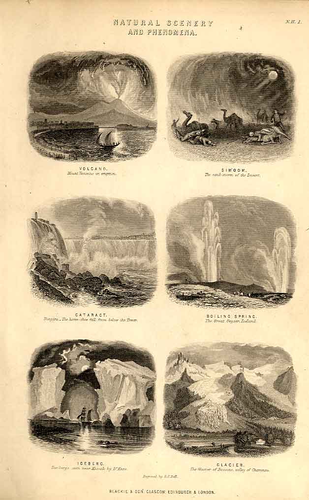 Original Old Antique Print Natural Scenery 1866 Natural History 19th