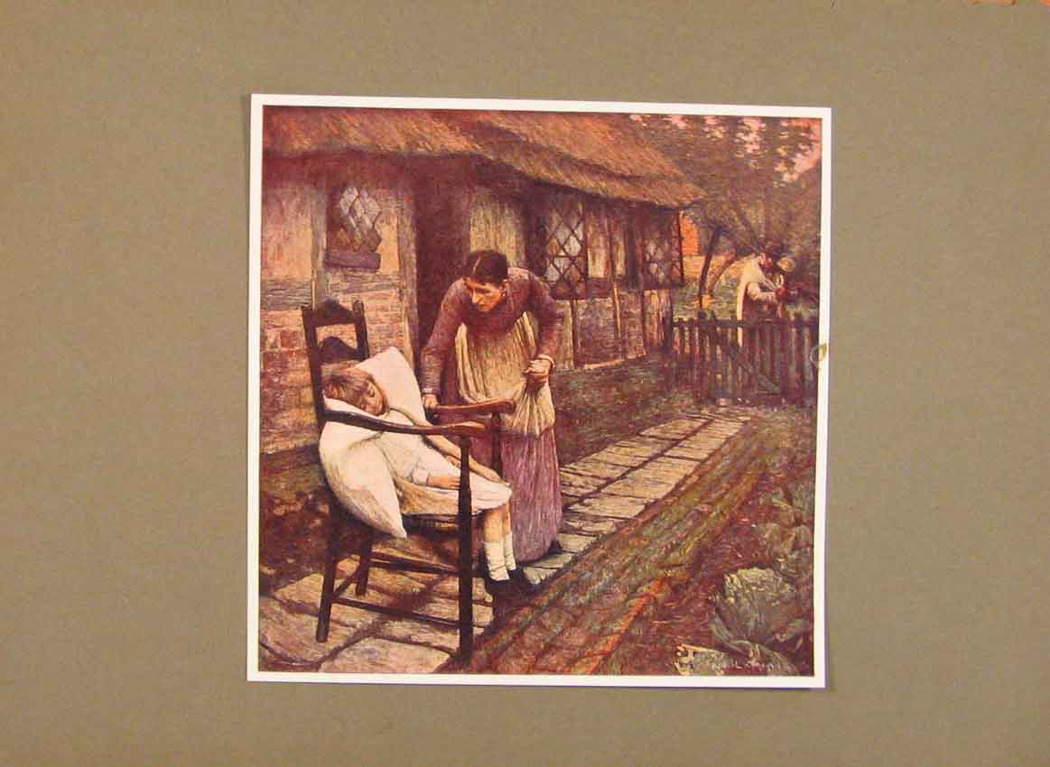 Original Old Antique Print English Art The Man With The Scythe By La Thangue