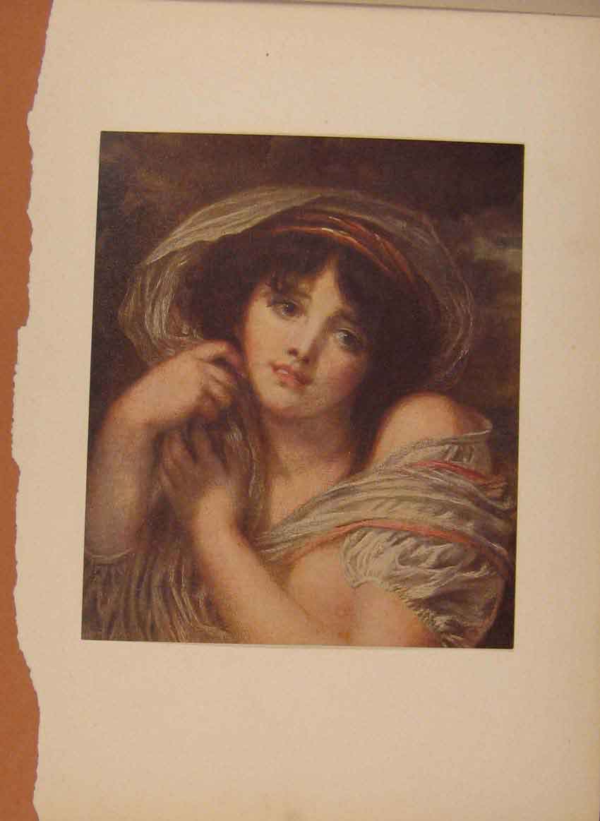 Original Old Antique Print English Art The Head A Girl By Jean Baptiste Greuze