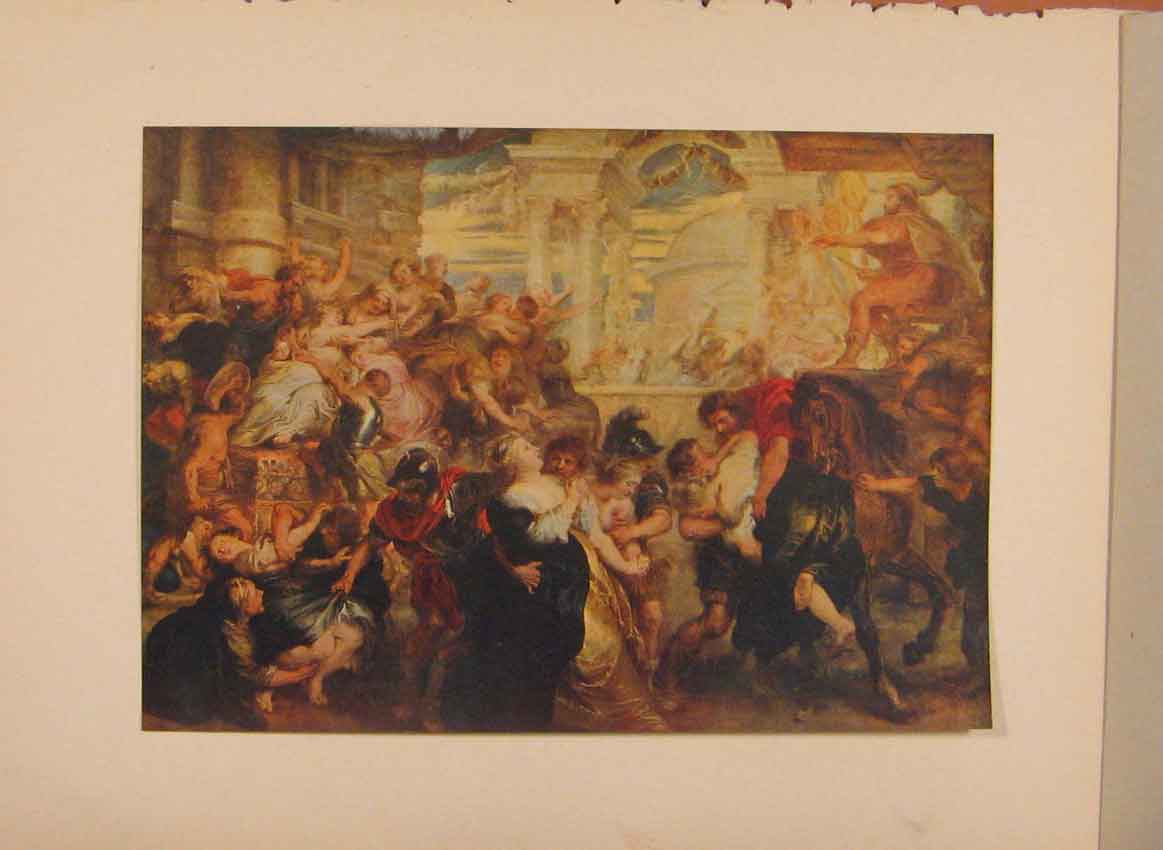 Original Old Antique Print English Art The Abduction Sabine Women By P Rubens