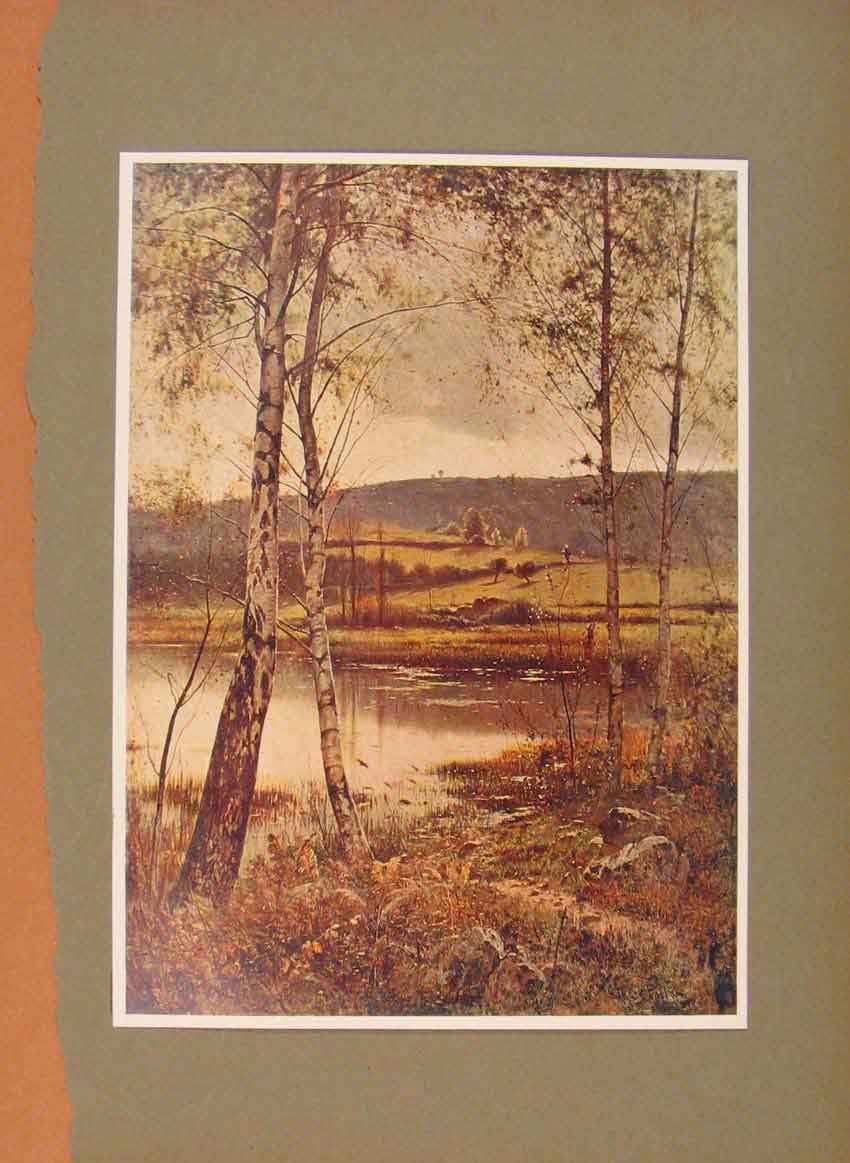 Original Old Antique Print English Art Waning The Year By Ernest Parton