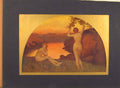 Original Old Antique Print German Art Rene Mienard Ser Serbst C1900 Victorian
