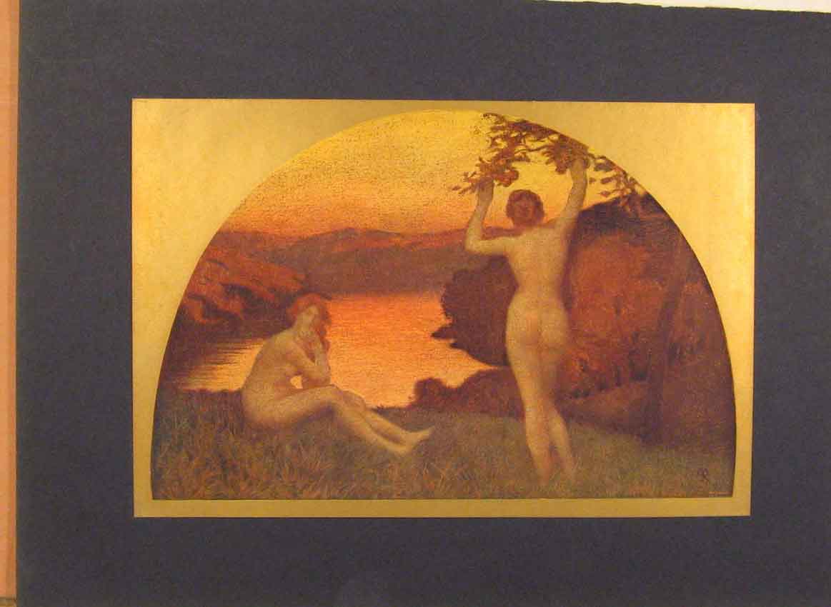 Original Old Antique Print German Art Rene Mienard Ser Serbst C1900 Victorian