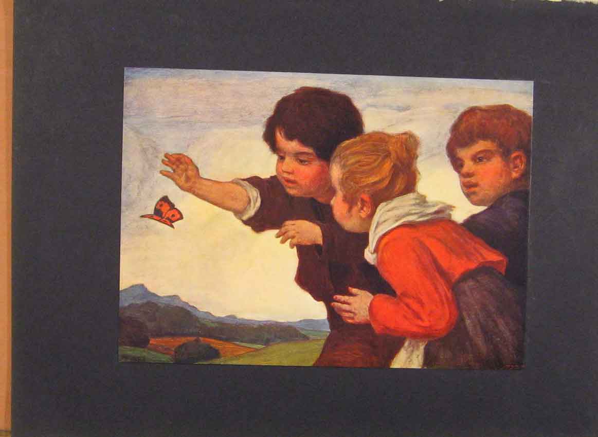 Original Old Antique Print German Art Ludwig Von Jumbusch Schmetterlinge