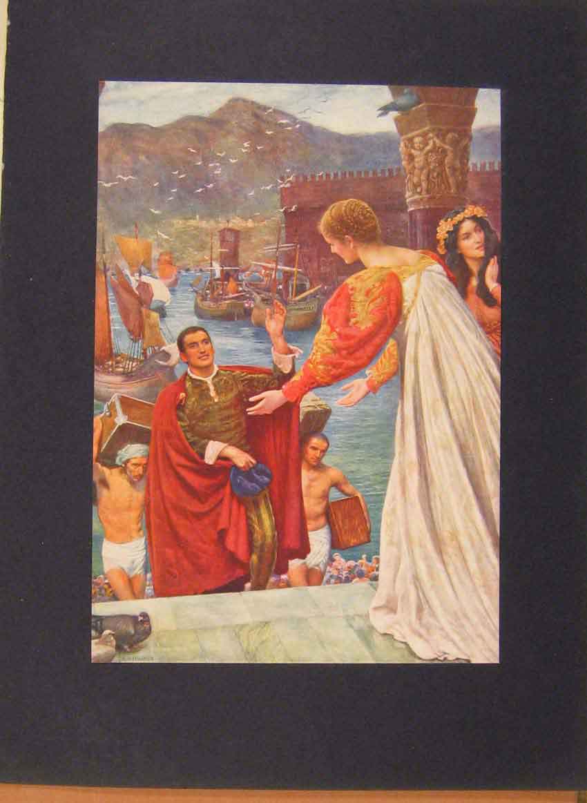 Original Old Antique Print German Art Edward Sughes Seimrehr C1900 Victorian