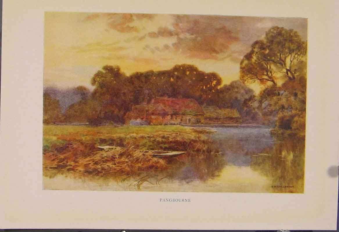 Original Old Antique Print Painting By Haslehust Pangbourne English Country