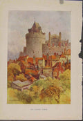 Original Old Antique Print Painting By Haslehust Curlew Tower English Country