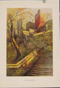 Original Old Antique Print Painting By Haslehust Hundred Steps