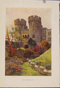 Original Old Antique Print Painting By Haslehust Norman Gate English Country