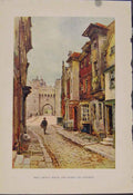 Old Antique Print Painting By Haslehust Newll Gwyns House Henry Viii Gate