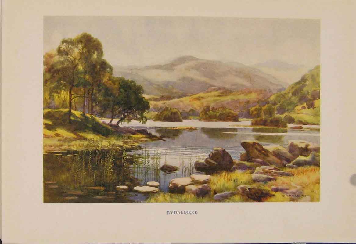 Original Old Antique Print Painting By Haslehust Rydalmere English Country