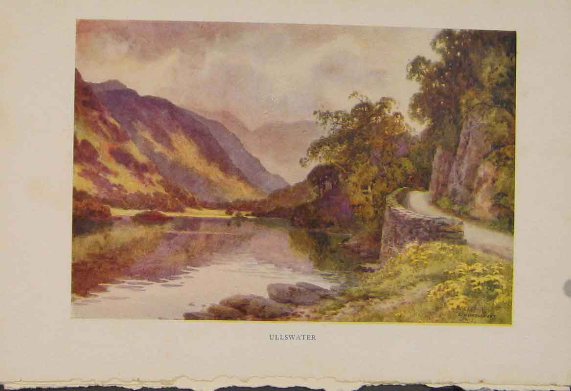 Original Old Antique Print Painting By Haslehust Ullswater England