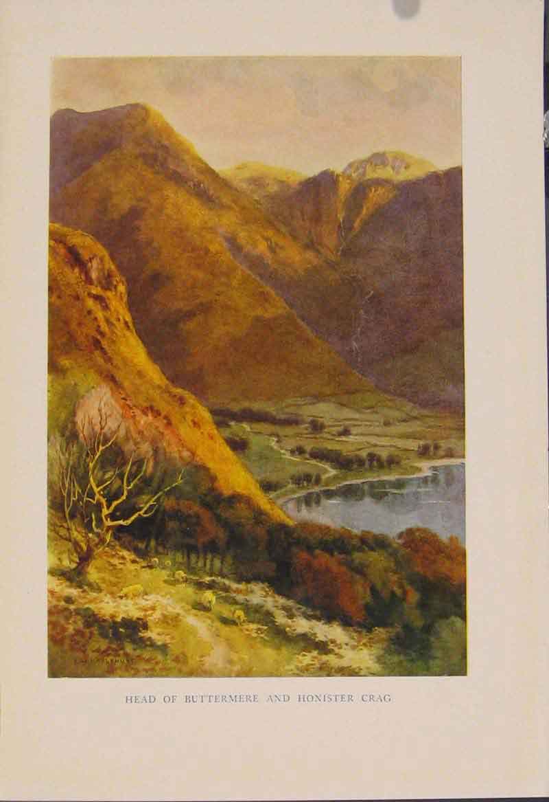 Original Old Antique Print Painting By Haslehust Honister Pass Dawn