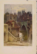 Original Old Antique Print Painting By Haslehust Watergates Lendal Bridge