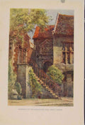 Original Old Antique Print Painting By Haslehust Banqueting Hall Kings Manor