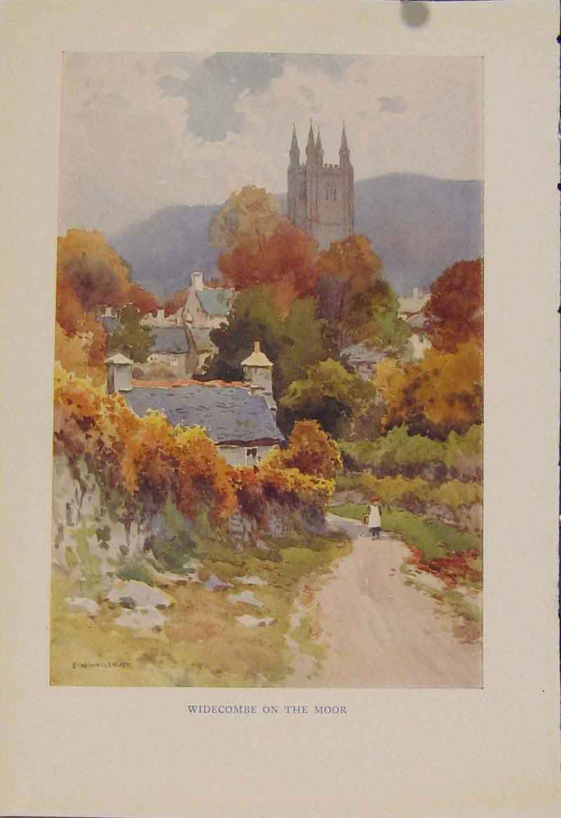 Original Old Antique Print Painting By Haslehust Widecombe On The Moor