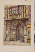Original Old Antique Print Painting By Haslehust Gatehouse St Bartholomew Great